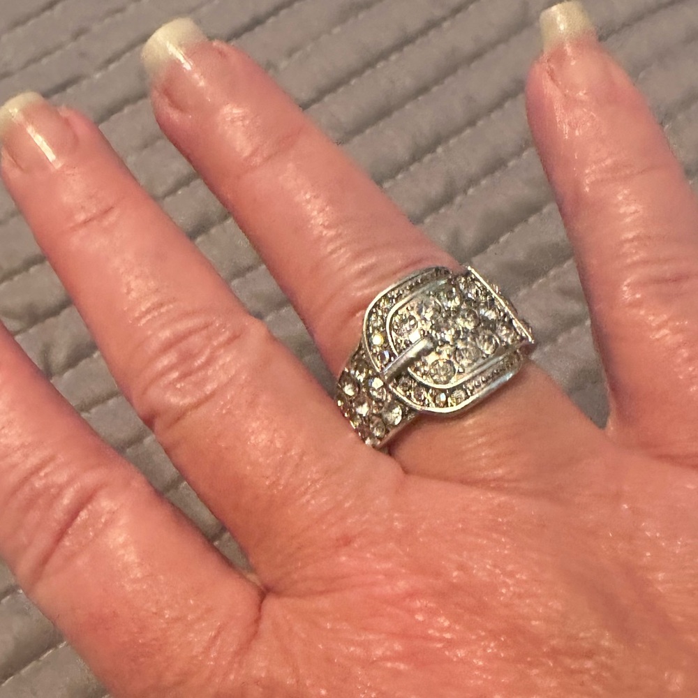 Crystal Filled Buckle Ring
